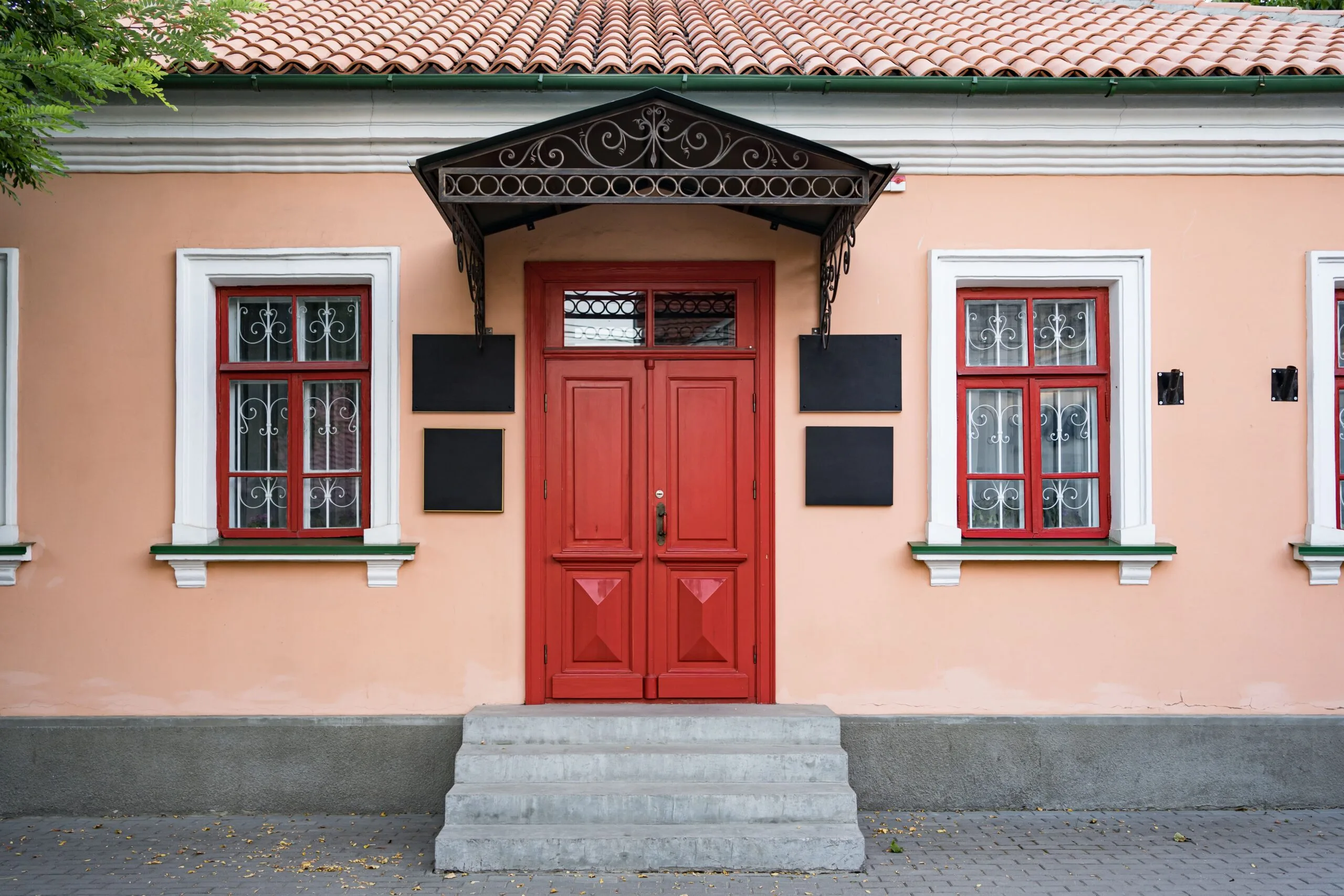 Red front door