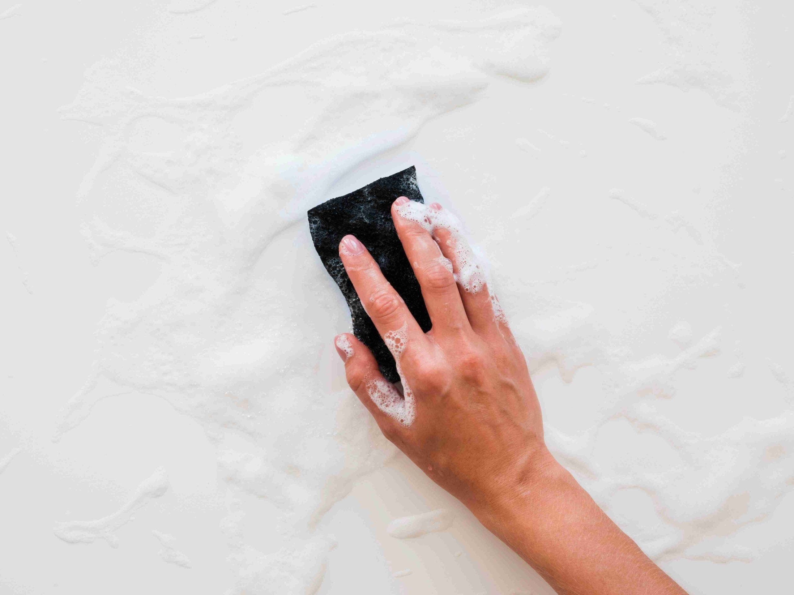 cleaning surface with sponge foam