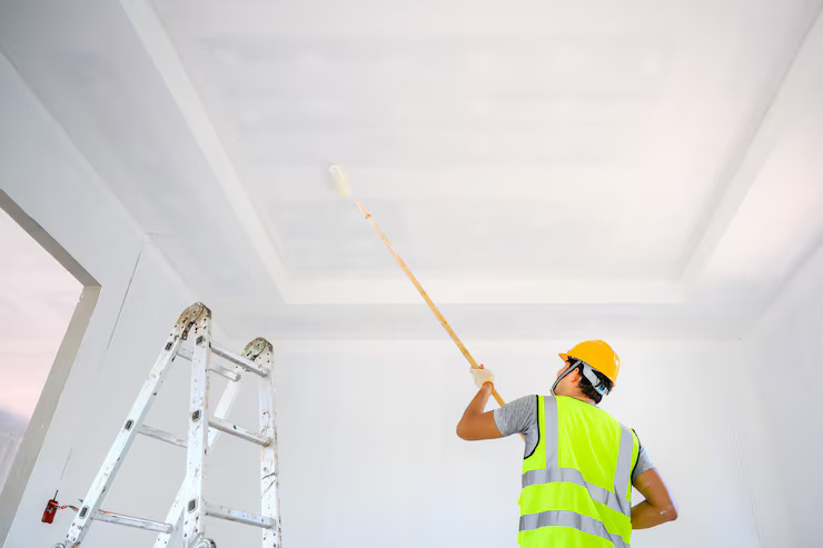 young man paint ceiling