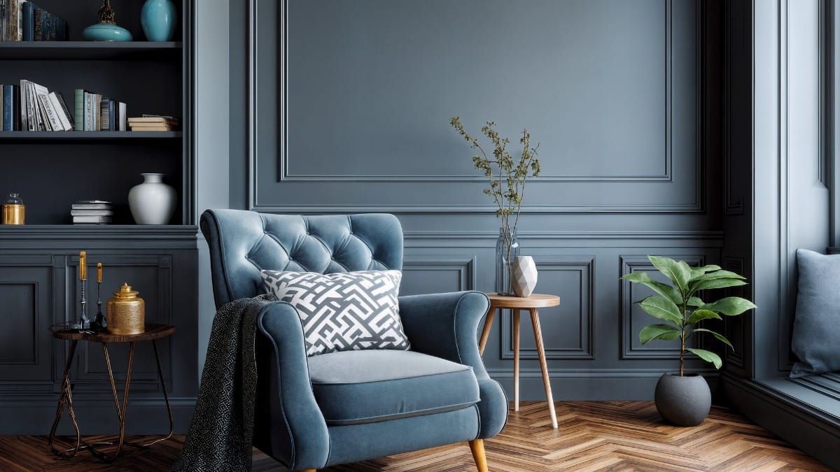 Blue-grey interior paint